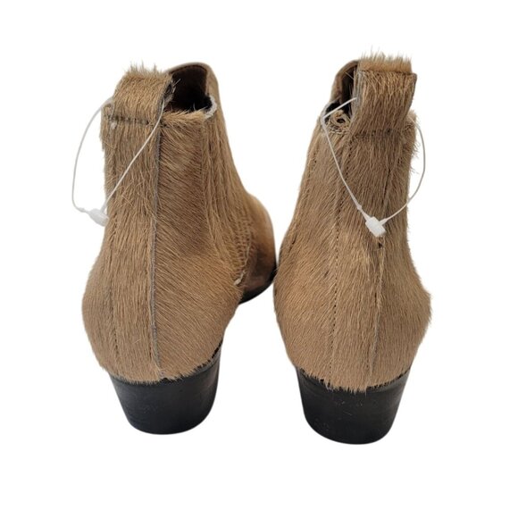 MODERN VICE Beige Calf Hair Ankle Boots With Low Block Heel Women's Sz 38.5 - Picture 4 of 9